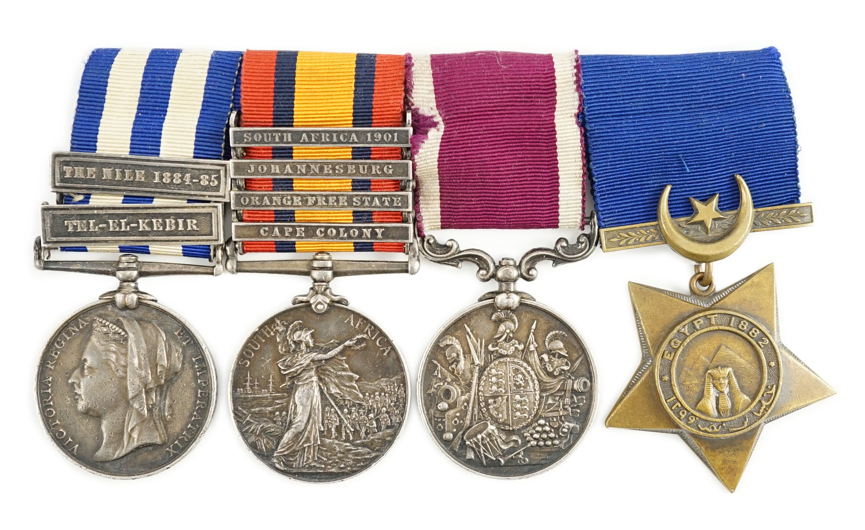 A Victorian Egypt / South Africa campaigns group of medals to 16739 Sergt. F.J. Allan, Royal Engineers